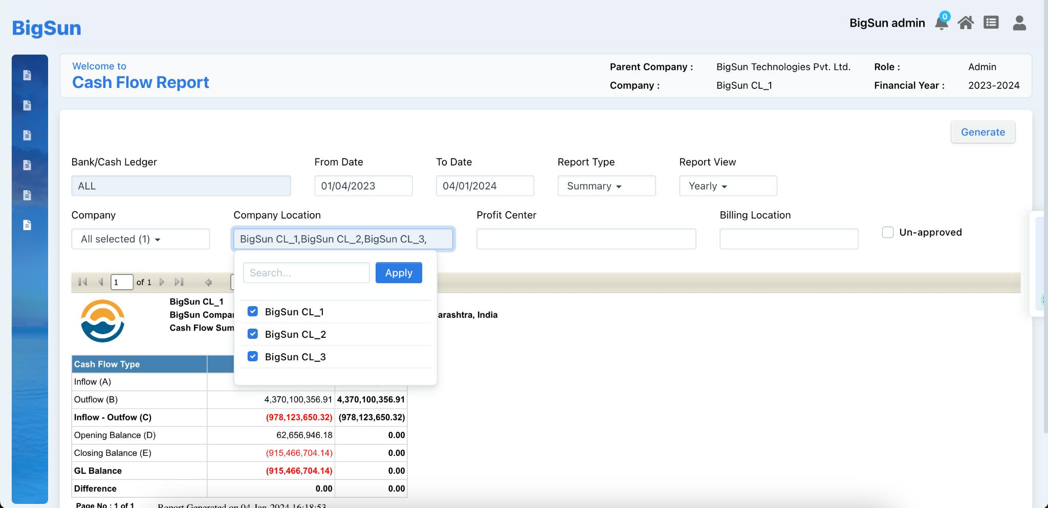 Drilldown Financial Reports