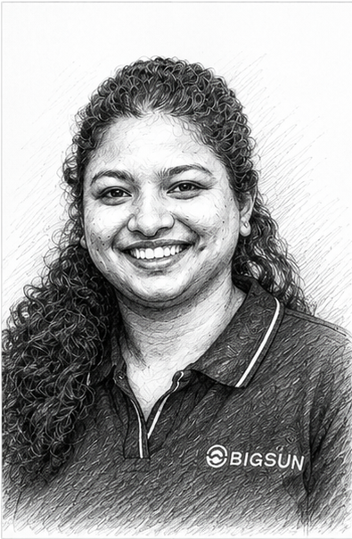 Portrait of Krutika Thakur, business and technology content writer at Bigsun