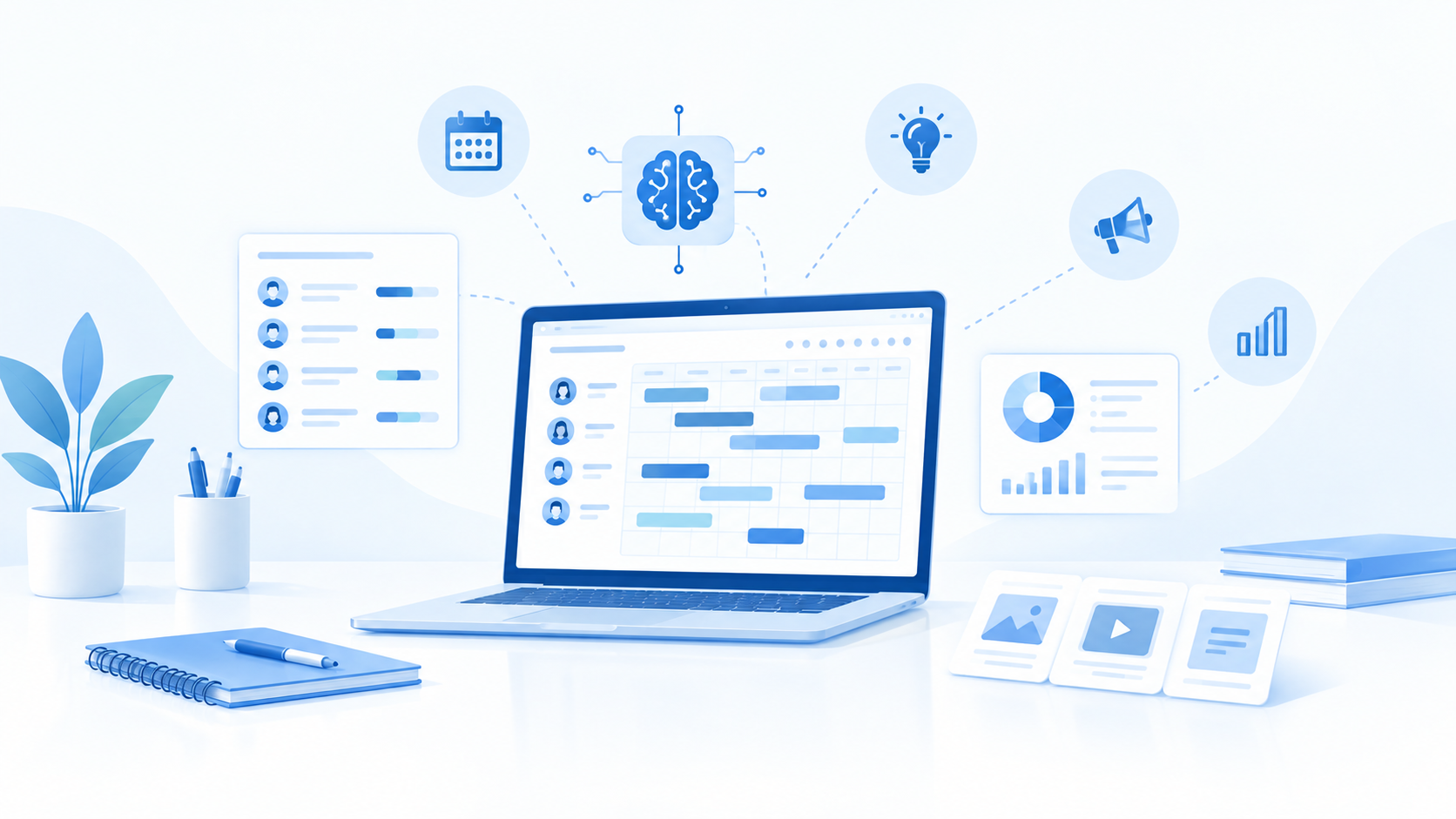 Illustration for the article “AI-Powered Resource Planning for Advertising Agencies”