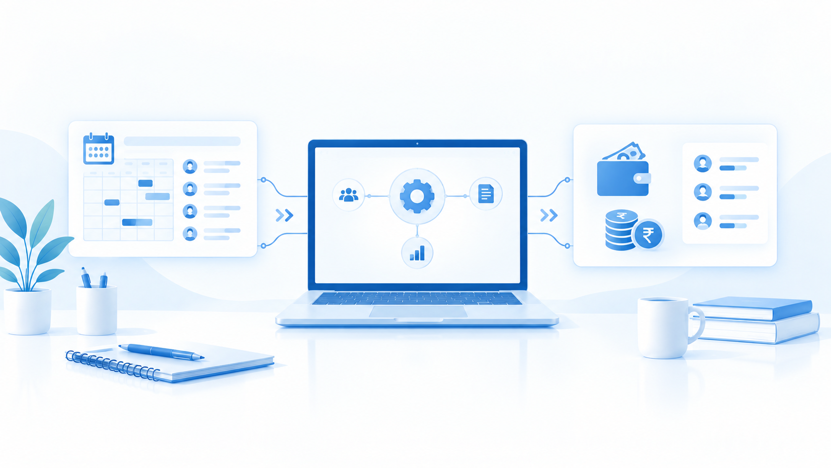 Illustration for the article “How ERP Connects Timesheets, Payroll and Billing”