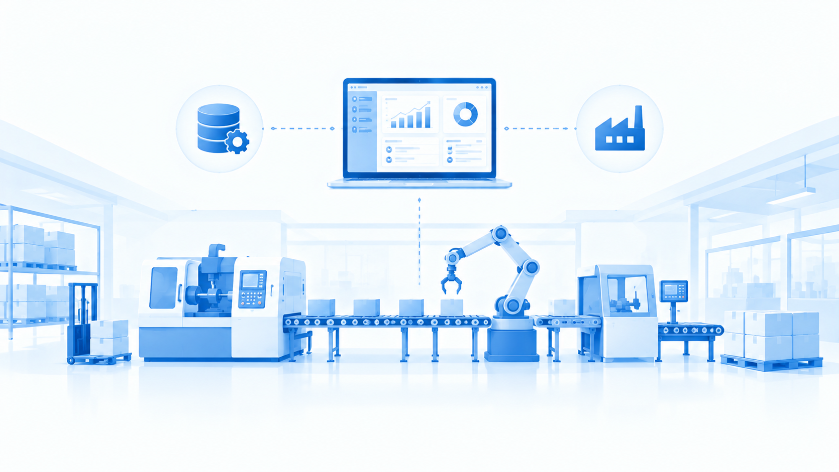 Illustration for the article “How ERP Integrates with MES to Improve Production Efficiency”