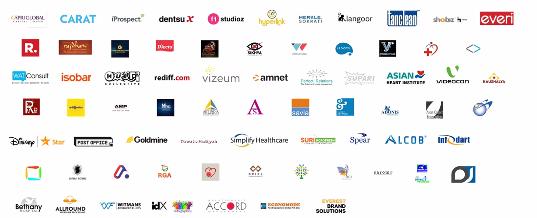 Logo wall of Bigsun client companies including Carat, iProspect, Dentsu, Merkle…